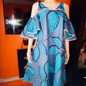 African Ankara drop sleeve dress